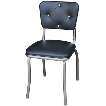 RICHARDSON SEATING CORP Richardson Seating Corp 4140BLK 4140 Lucy Diner Chair -Black- with 1 in. Pulled Seat  - Chrome 4140BLK